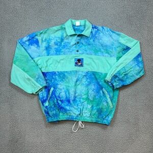 Vintage LEGGOONS Pullover Jacket windbreaker 1990s Surf Men's Large Blue Tie Dye